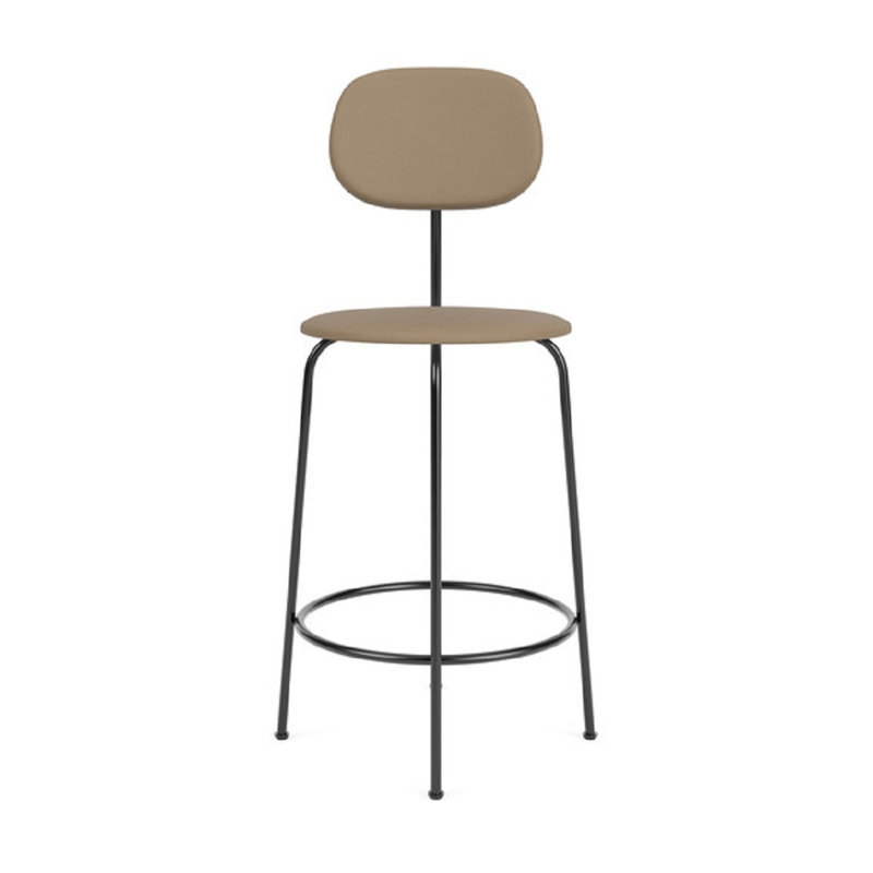 Afteroom Upholstered Stool with Metal Frame, Counter Stool (25" Seat Height), Brown Leather