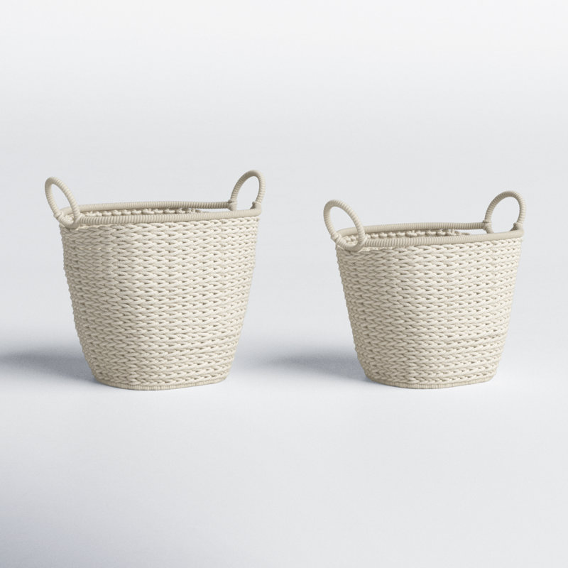 Cotton Fabric Handmade Decorative and Functional Storage Basket with Handles