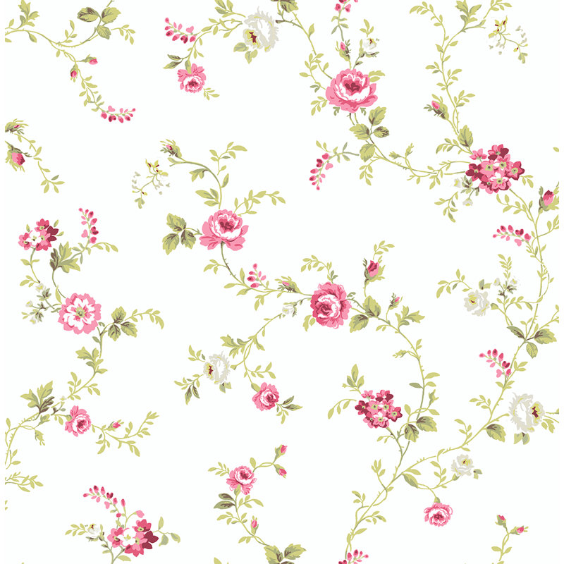 Rouleau de papier peint lisse L 33 po x l 20,5 po Standish, Blanc / Rose