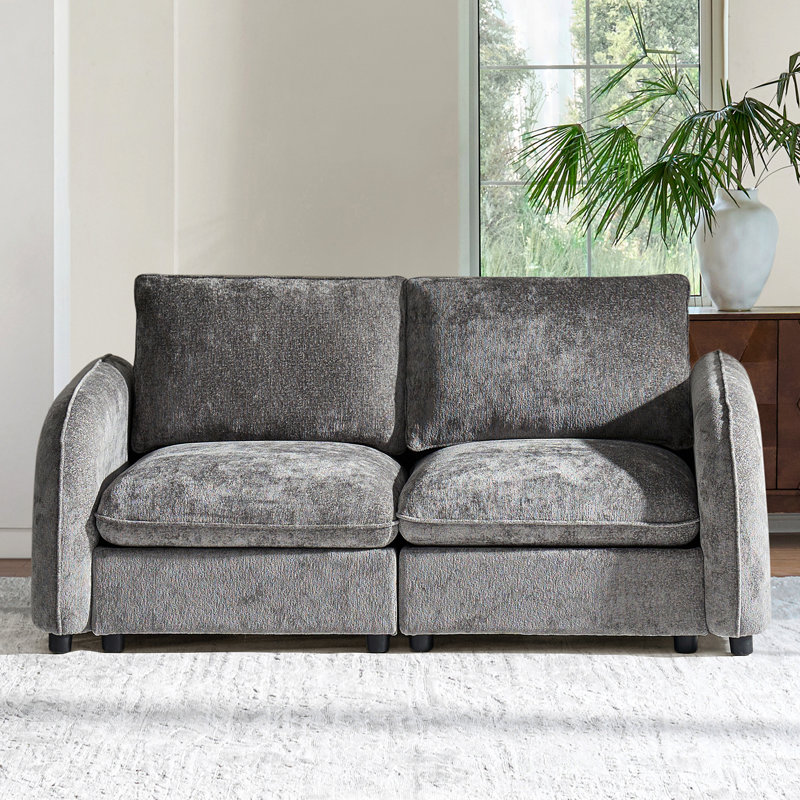 Canapé modulaire moderne avec rangement Terencio, Gris, H 34,5 po x l 75 po x P 35,75 po