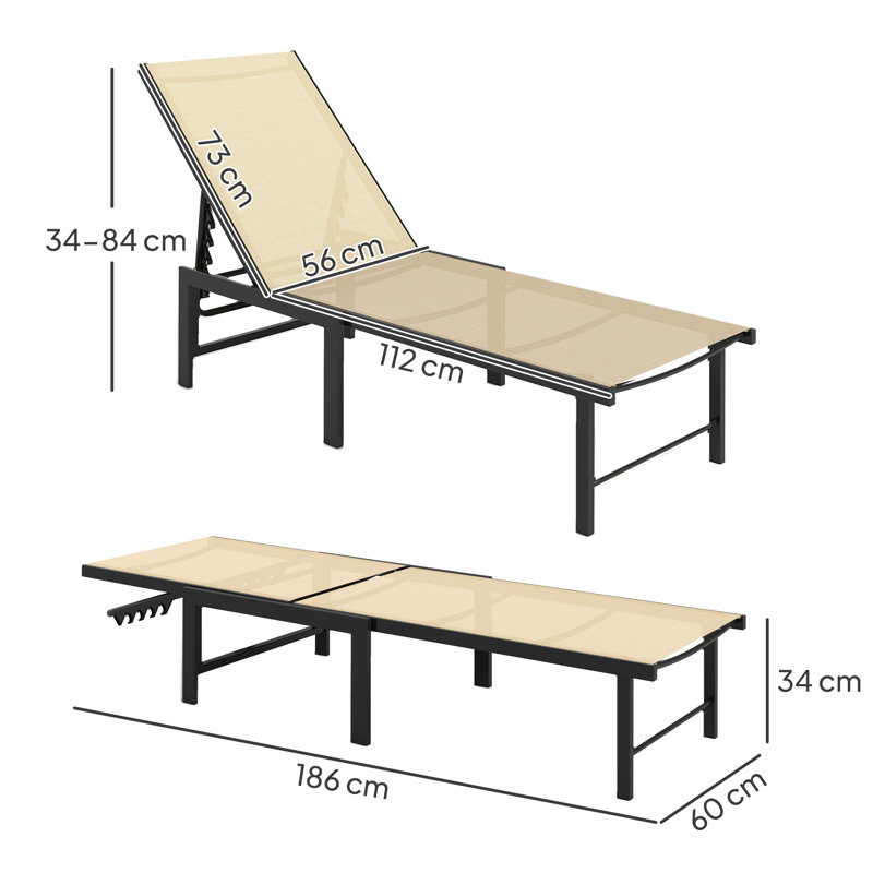 186cm Long Chaise Lounge Set, Beige