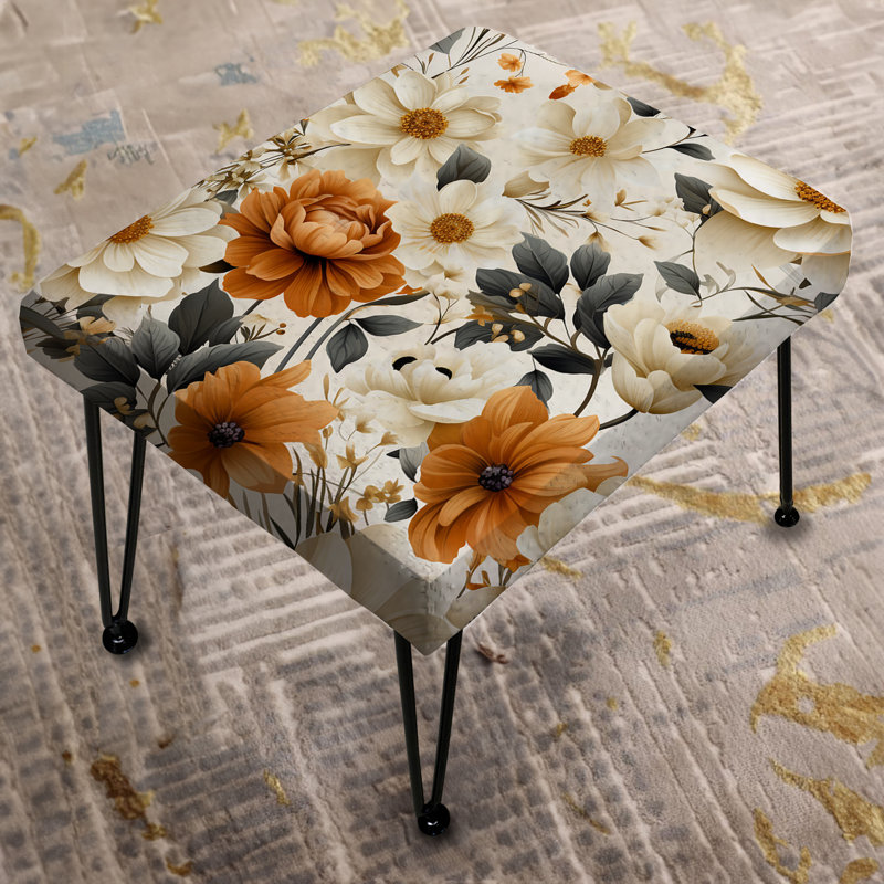 Beige And Yellow Vintage Bouquets Grace - Vintage Rectangle Ottoman