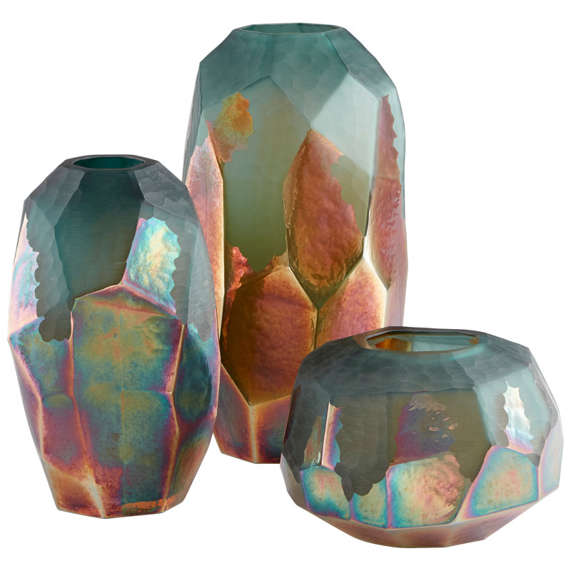 Roca Verde Glass Table Vase, 11" H x 6.25" W x 6.25" D