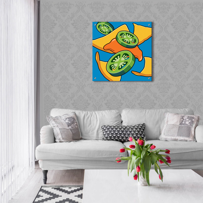 «Nachos With Jalapen ~ os On Blue» par Ron Magnes, H 24 po x l 24 po