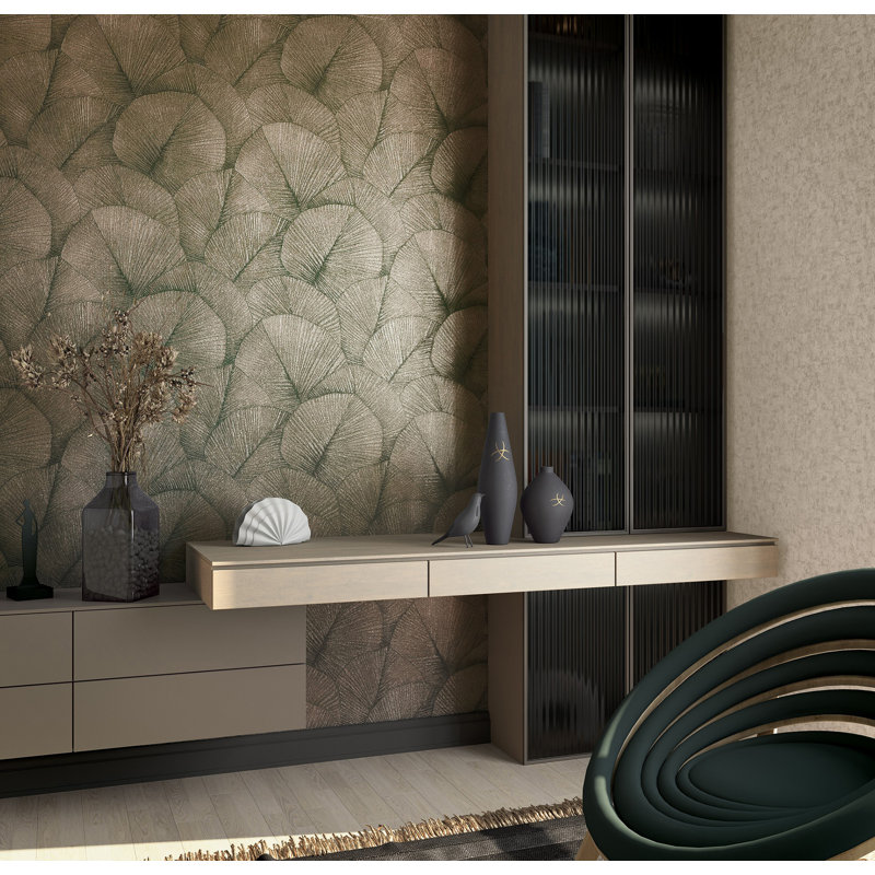 Amariyana Collection Textured Palm Wallpaper Roll, Gold