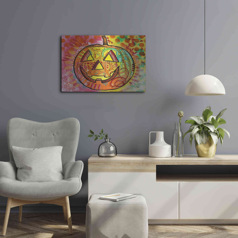 The Holiday Aisle® «Jack O Lantern» par Dean Russo, art mural en métal, H 16 po x l 24 po