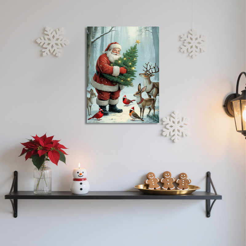 Art mural sur toile Santa Deer, H 24 po x l 16 po