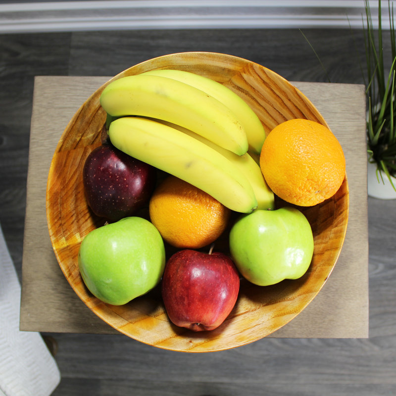 Elegant Hand-Carved 12" Rosewood Decorative Fruit Bowl