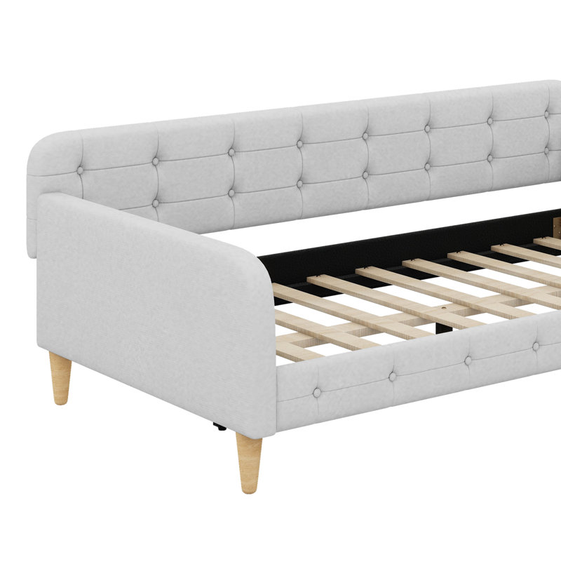 Upholstered Daybed With Legs, Beige, Twin