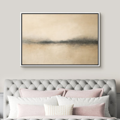 «Soft Neutral Horizon Minimalist Landscape», reproduction d'art sur toile encadrée