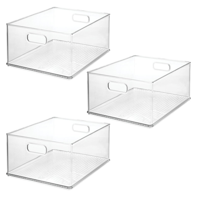 Bacs de rangement en plastique avec poignées pour le rangement et l'organisation de la maison - Idéal pour la cuisine, la salle de bain ou le bureau personnel