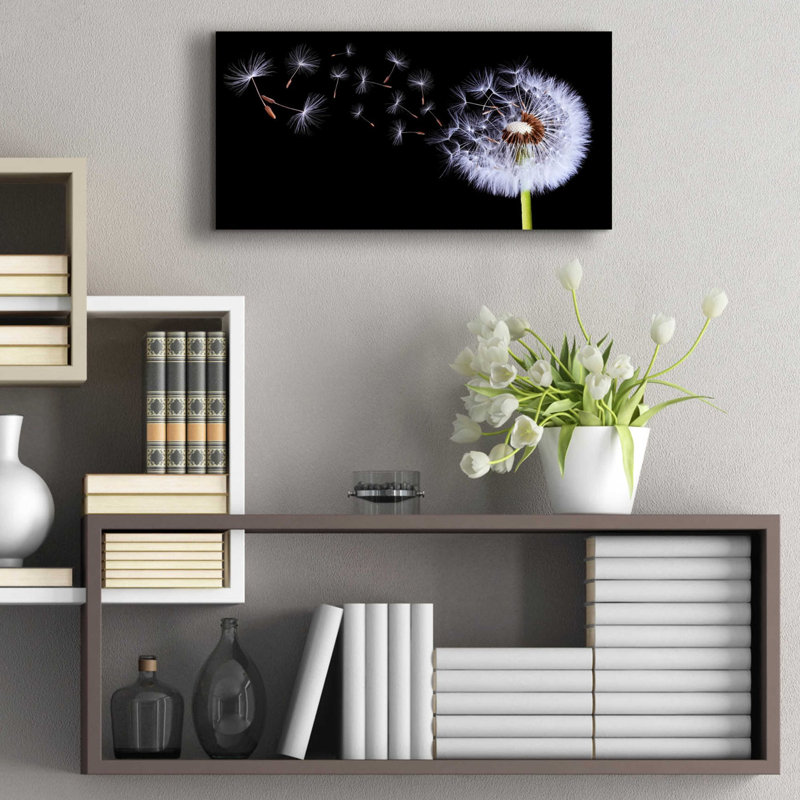 'Dandelion Flying,' Acrylic Glass Wall Art, 12" H x 24" W x 0.2" D