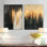 Formes modernes dorées et noires - ensemble d'art mural abstrait sur toile géométrique