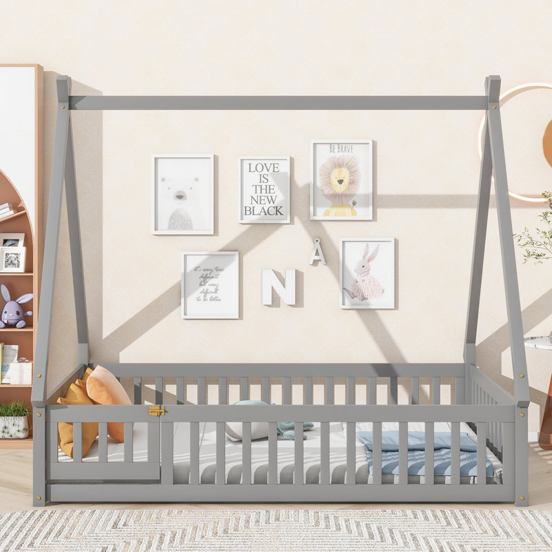 Lit plateforme standard en forme de tente Arik Kids par Harper Orchard, Simple, gris