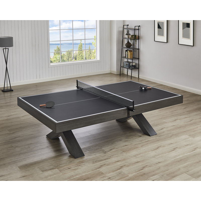Blake 109'' Black and Kona Wood Table Tennis with Net