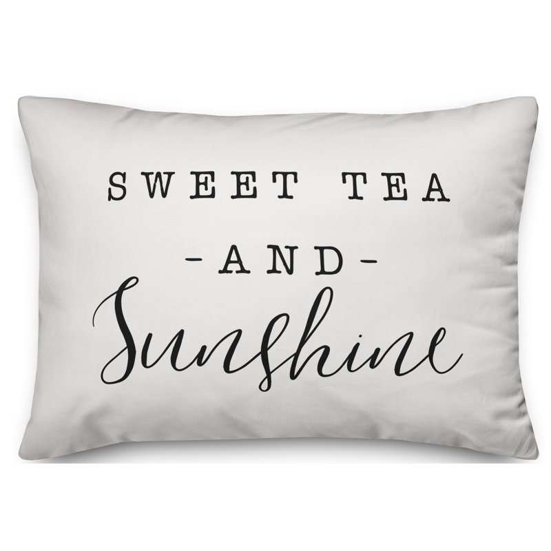  Housse de coussin rectangulaire et insert Sweet Tea and Sunshine, Blanc cassé / noir
