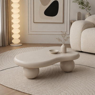 Table basse en forme de nuage, table basse avec 3 pieds sphériques pour le salon