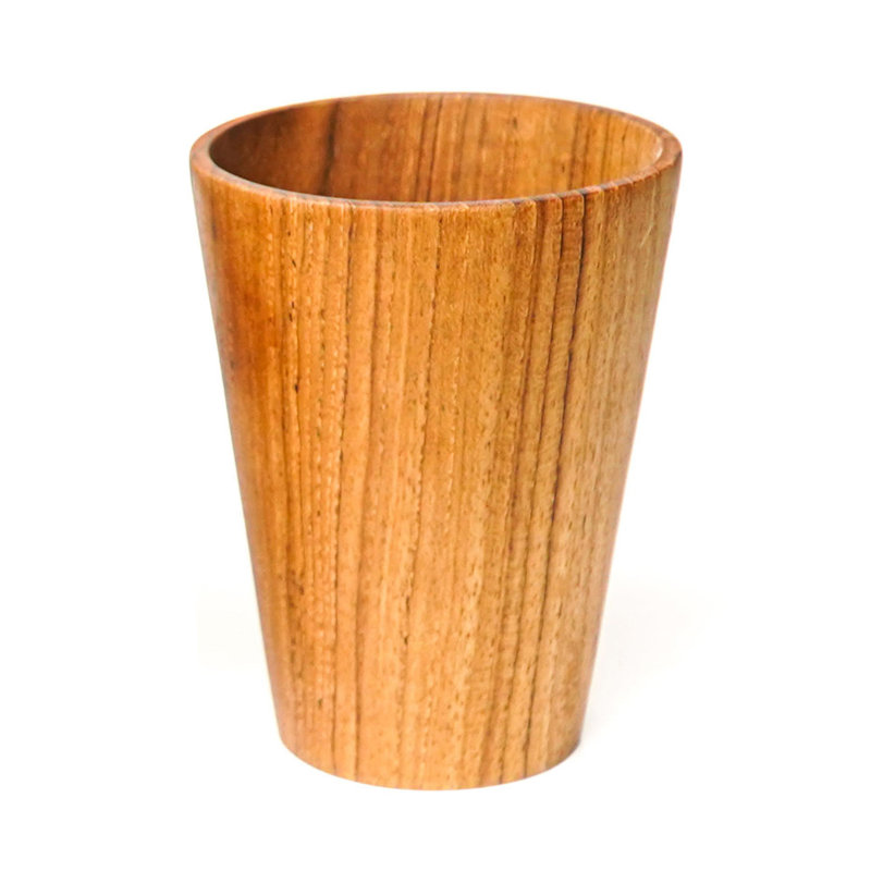 Ensemble de tasse à thé droite en bois de teck, 2, 9,50 oz