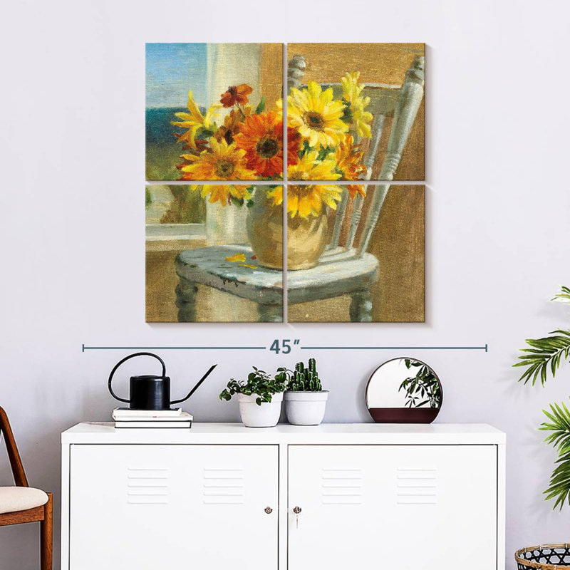 Harnek tournesols au bord de la mer, H 32 po x l 32 po