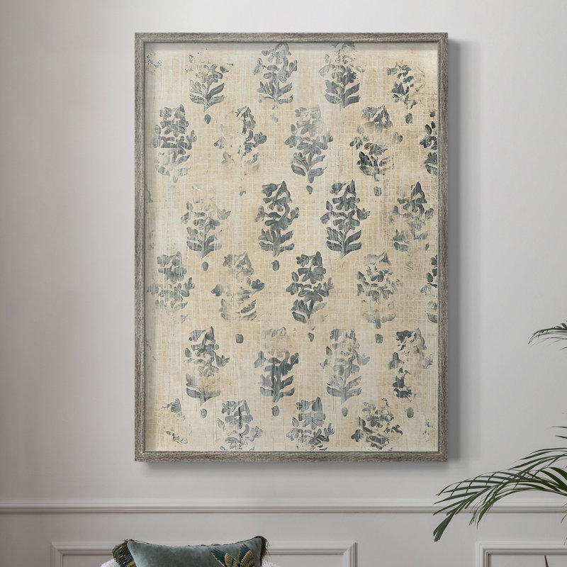 «Vintage Blockprint I», reproduction encadrée - bois massif, H 11 po x l 9 po
