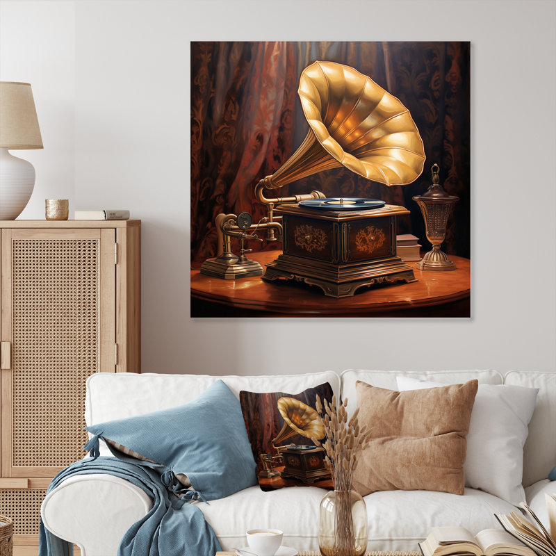 Phonograph Gold Melody - reproduction d'art sans cadre sur métal, H 23 po x l 23 po x P 1 po