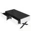 Table basse rectangulaire à miroir avec base en métal et 2 tiroirs