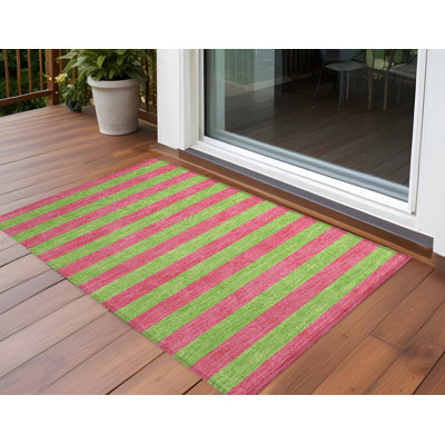 Tapis intérieur antidérapant à rayures vertes et rouges 2 pi x 3 pi