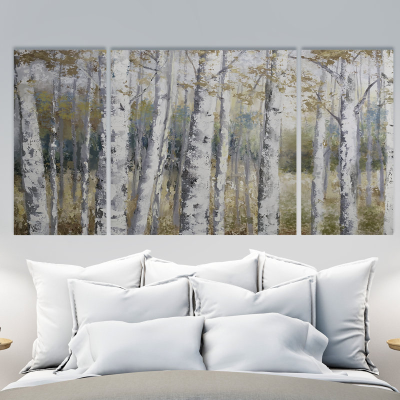 Oversized Hidden Birch Canvas Wall Art Set in Neutral Tones