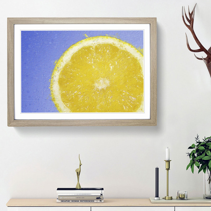 Lemon Slice - Picture Frame Painting Print, 36cm H x 48cm W x 2cm D, Oak Framed
