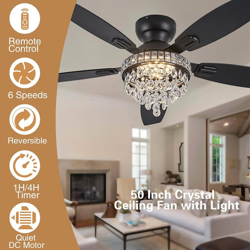 Ventilateur de plafond en cristal Fandelier avec lumières-Ventilateurs de plafond avec ...