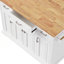 Grand îlot de cuisine de 54 pouces avec abattant en bois d'hévéa, chariot de cuisine à roulettes en relief sur 4 roues avec 4 portes et 3 tiroirs, îlot de cuisine avec rangement pour la cuisine, la salle à manger-1013845357