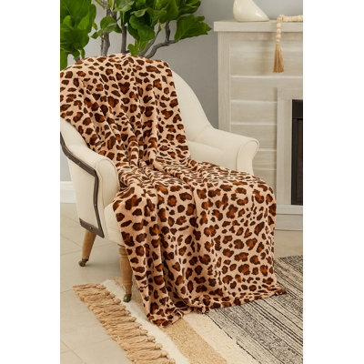 Jeté en peluche brun 50 po x L 60 po
