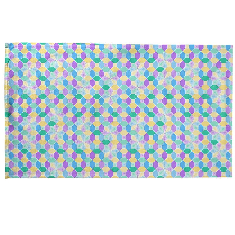 Serviette de thé à motif de vitrail Mcguigan, Bleu / Jaune, Polyester sergé
