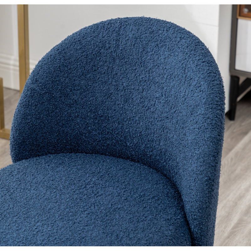 Fauteuil demi-tonneau pivotant en polyester de 20 po Annielise, Bleu 100% polyester