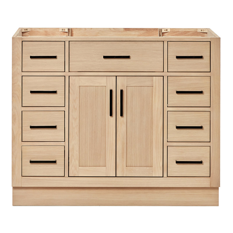 Osoria 42'' Solid Wood Single Bathroom Vanity Base Only, Base Cabinet without Top, Natural Oak