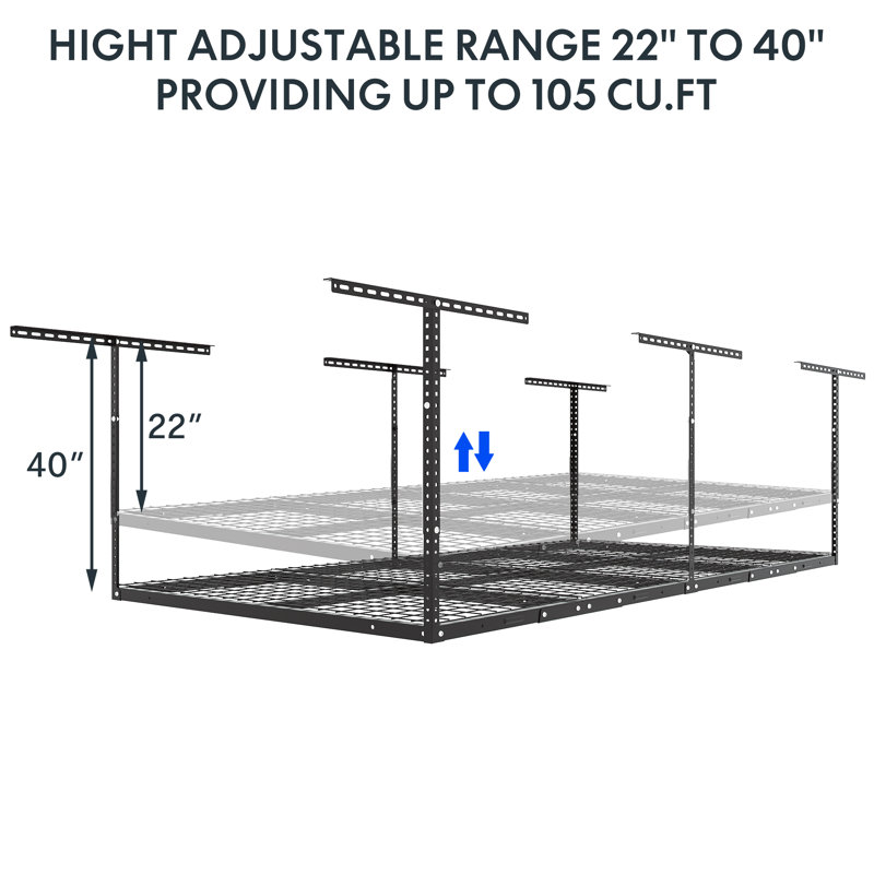 Support pour plafond réglable en acier l 72 po Maryorie, H 40 po x l 96 po x P 48 po, Noir