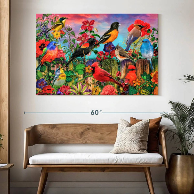 Brampt Birds And Blooms Garden I, 34" H x 51" W