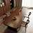 Nut-brown+Black Rectangular Solid Wood Dining Table-311030505