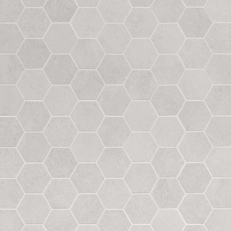 New Rock 3" Hexagon Matte Porcelain Mosiac Tile, Perla White
