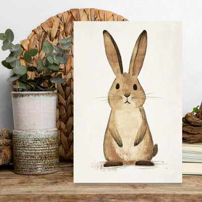 Cute Brown Bunny Minimalist Rabbit Forest Wall Art Print by Mathieu - Wrapped Canvas Print