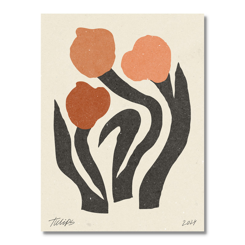 Imprimé de fleurs modernes par NKTN, Sans cadre, L 18 po x H 24 po, Toile tendue