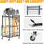 Rangement pour outils de jardin avec roues verrouillables, support de rangement portable pour outils de garage et remise, support à roulettes compact pour râteaux