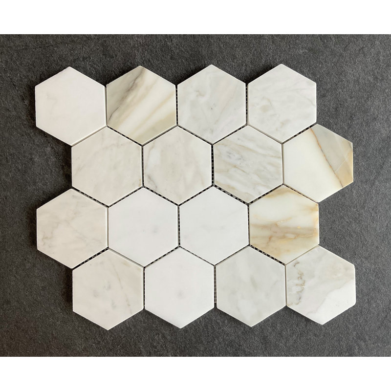 3" x 3" Marble Honeycomb Mosaic Wall & Floor Tile, Calacatta