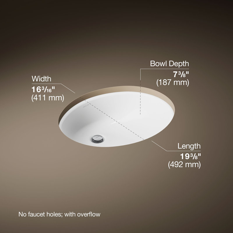 Caxton White Vistreous China Oval Undermount Bathroom Sink