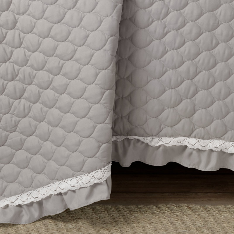 Ensemble de courtepointe en microfibre 3 pièces Ella, Courtepointe très grand + 2 couvre-oreillers stan, Gris clair