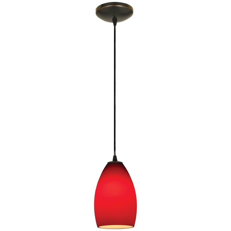 Luminaire suspendu à 1 lumière Carballo, Rouge, Bronze huilé