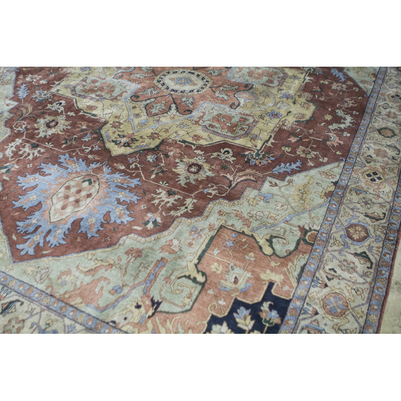 Tapis rouge et ivoire noué à la main de haute qualité
