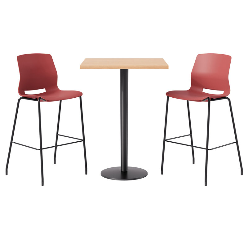 2 - Person Bar Height Dining Set, Maple, Red/Black