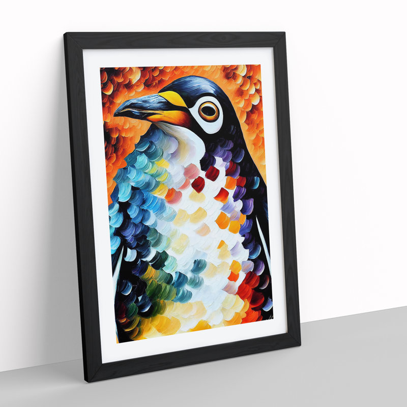 Penguin Portrait No.2 - Wall Art, Black Picture Frame, 36cm H x 27cm W, White