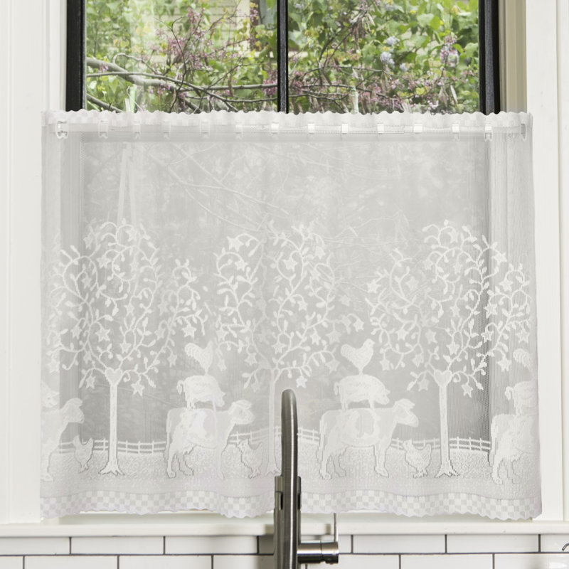 Rideau café sur mesure Chad, l 60 po x H 24 po, Blanc cassé